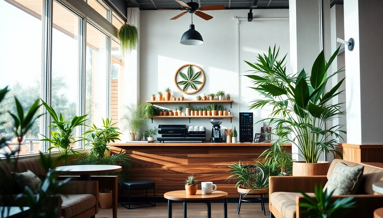 Cannabis Coffee Shop lloret de mar showcasing a vibrant herbal coffee bar with cozy seating.