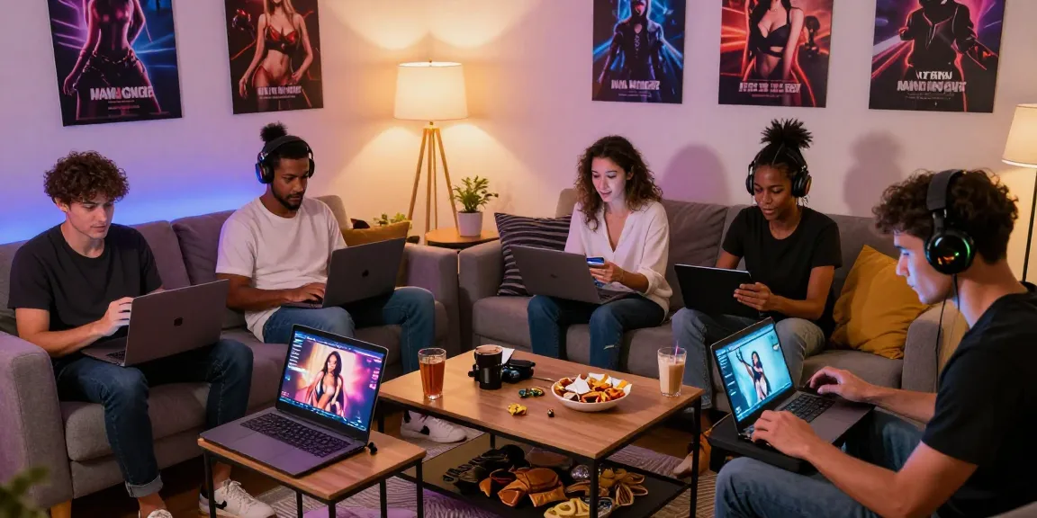 Engaged adults enjoying free hentai games in a cozy gaming environment.