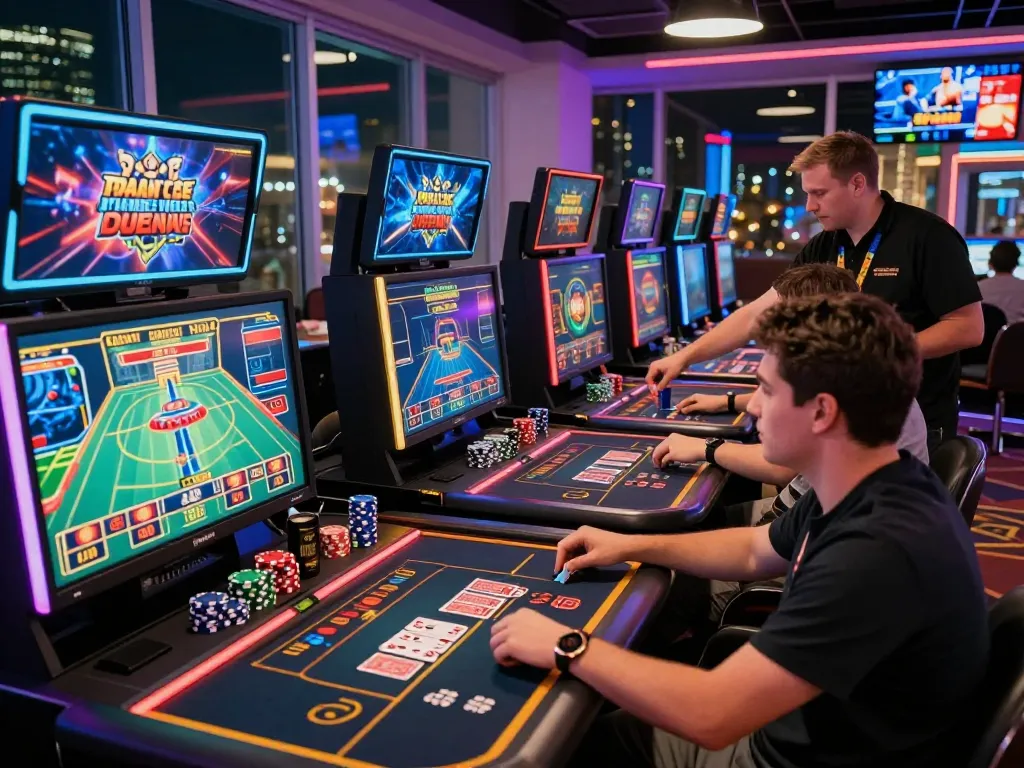 Engaging scene of players at TT88, a premier online gambling platform, demonstrating an exciting gaming experience.