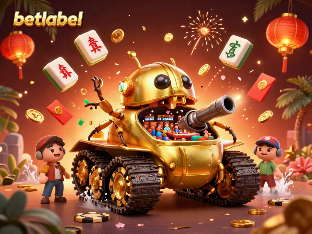 Experience excitement in the betlabel mini casino scene with vibrant characters and casino elements.