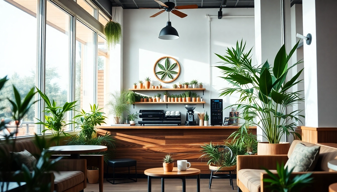 Cannabis Coffee Shop lloret de mar showcasing a vibrant herbal coffee bar with cozy seating.