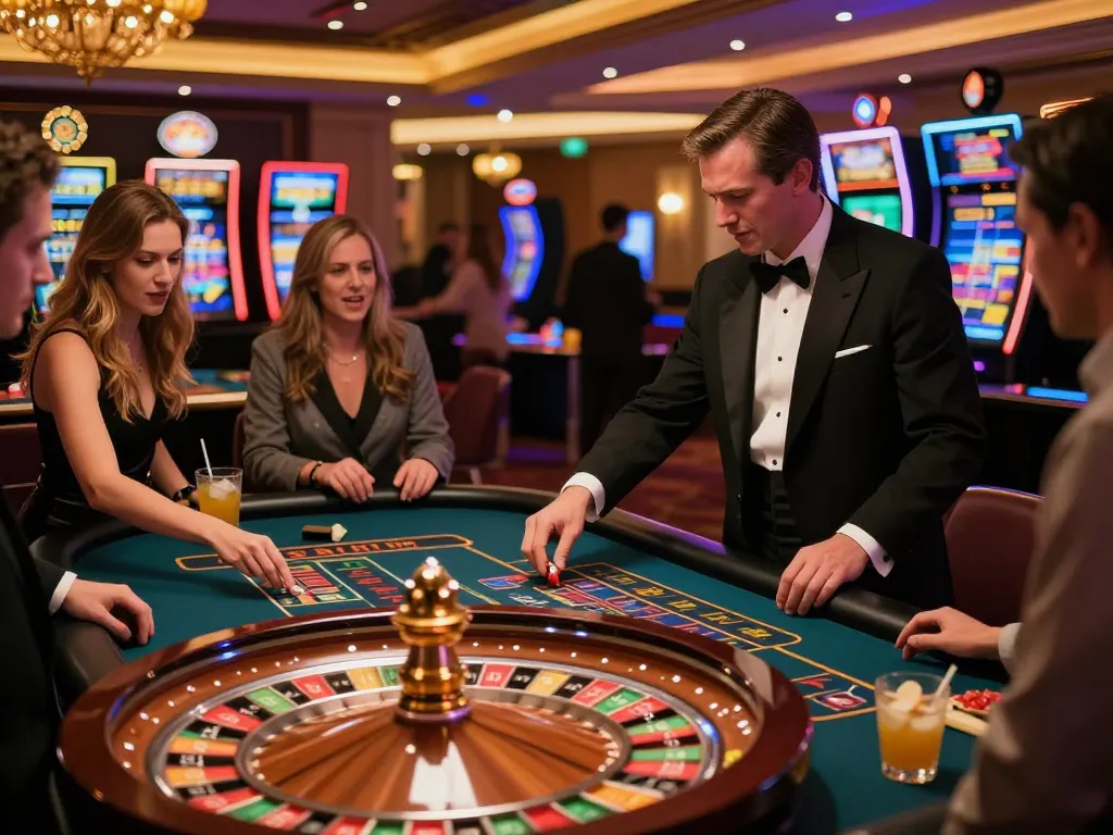Experience cm88z excitement as players engage in a vibrant roulette game under thrilling casino lights.