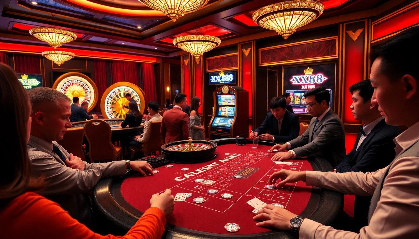 Experience excitement at the XX88 baccarat table with players enjoying high-stakes action.