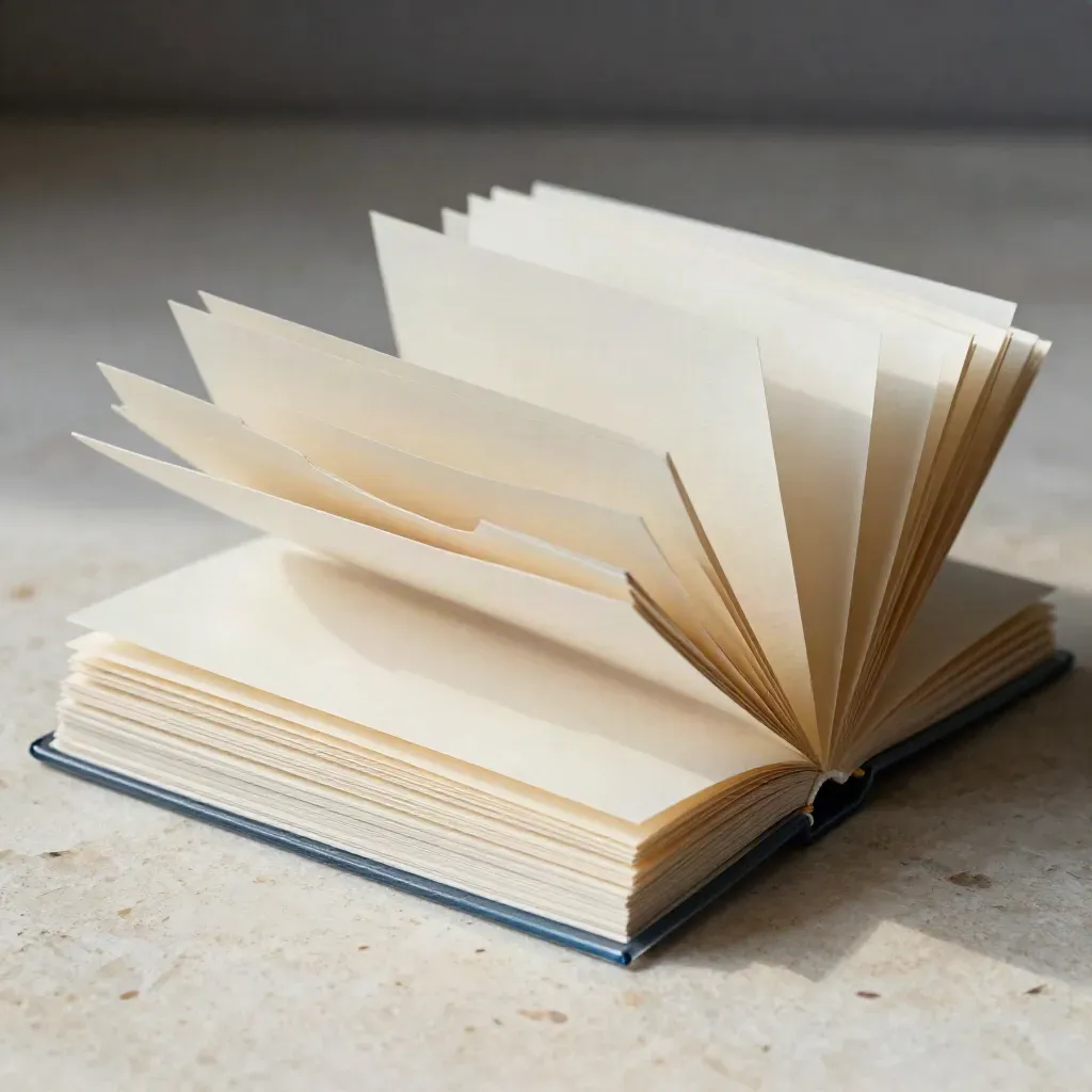 Folio fotografico aperto con buste opache e bordi in acetato su pietra travertino.