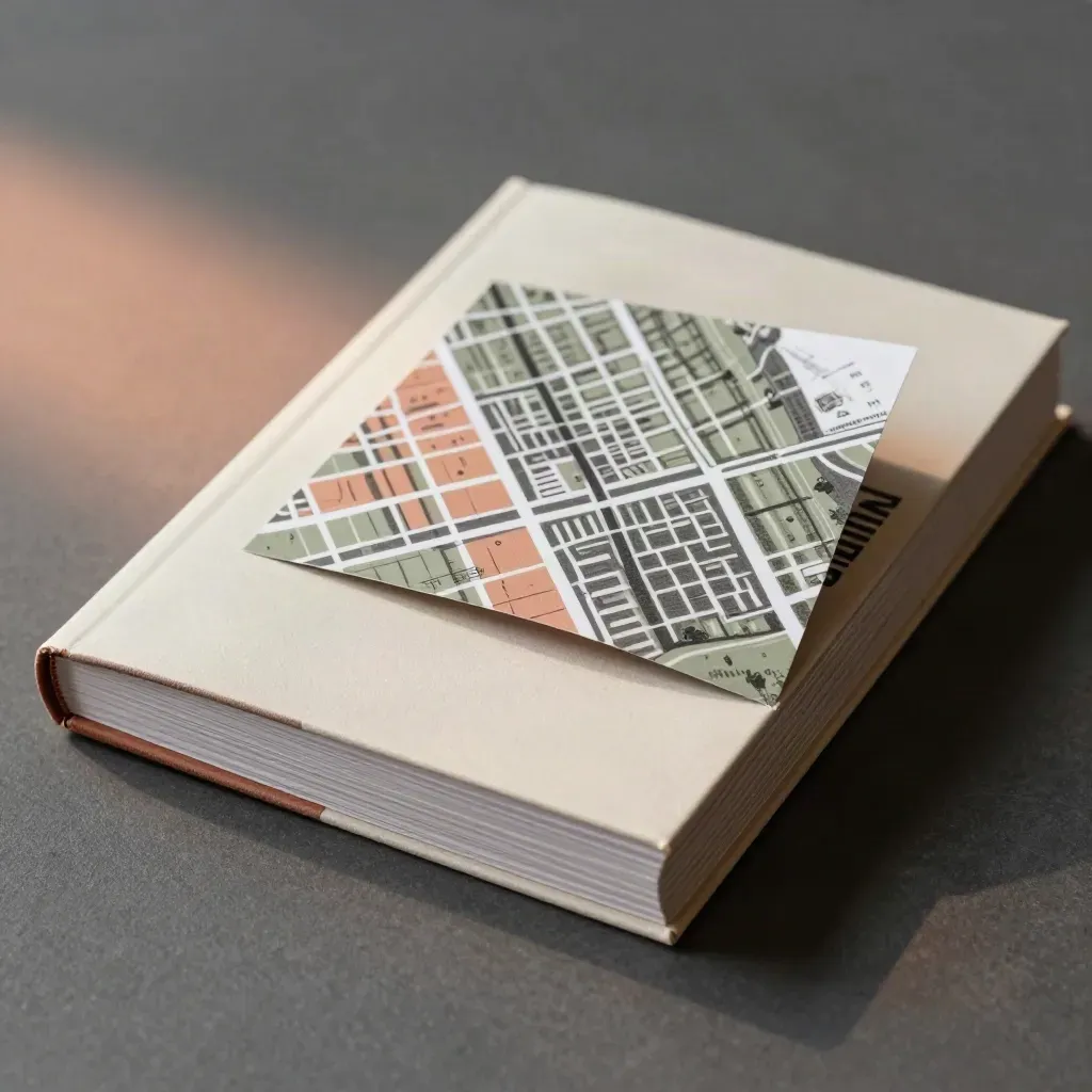 Bundle guida dei quartieri di Milano con copertina avorio e inserti mappa su fondo scuro