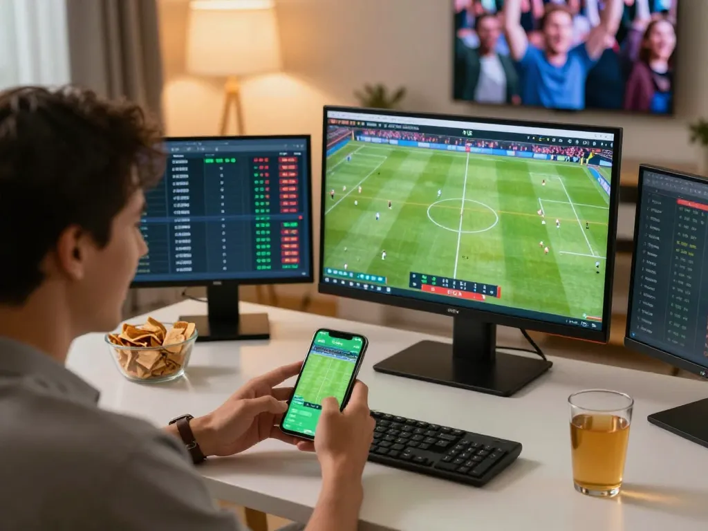 Cheering while placing bets on nhà cái hm88 mobile app during a live football match.