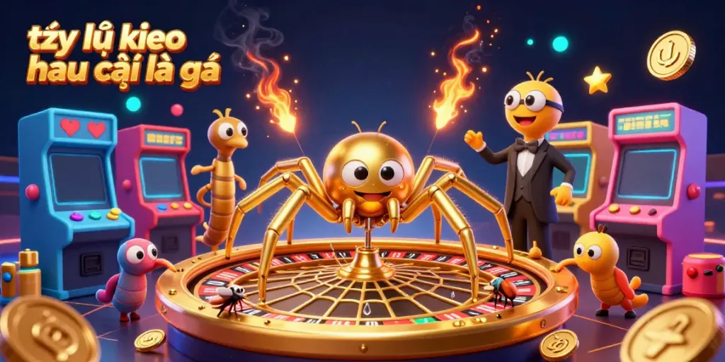 Experience the excitement of tỷ lệ kèo nhà cái là gì as a golden spider spins a roulette web with dynamic gaming details.