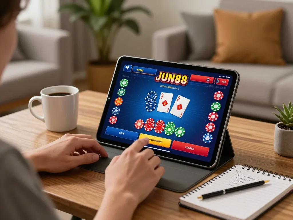 Experience thrilling gameplay on the Jun88 app in a cozy home environment with strategic insights.