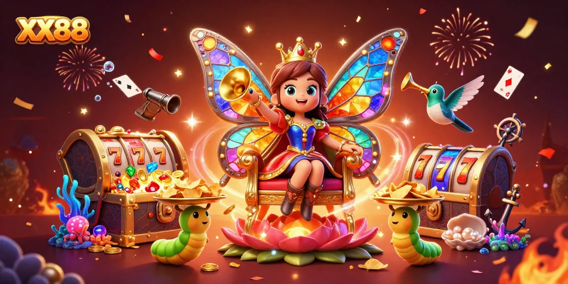 Experience the excitement of XX88 with a vibrant 3D illustration showcasing thrilling casino elements and lively characters.