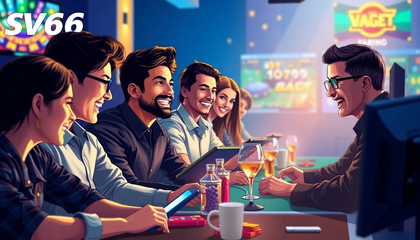 Engaged players enjoying various games on the SV66 BET platform, showcasing excitement and diversity.