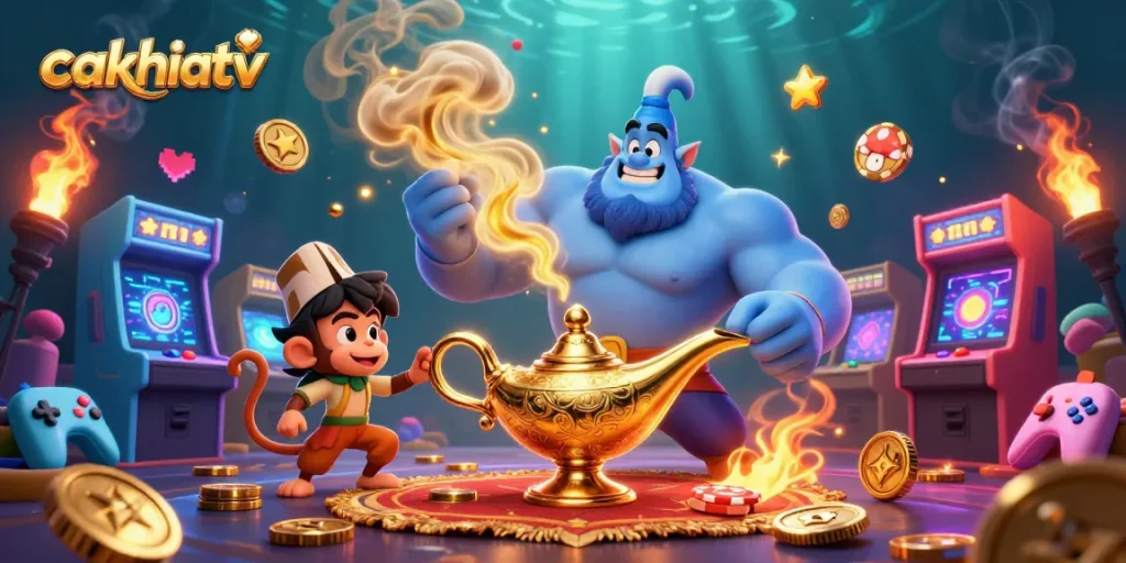 Cakhiatv captures the excitement of gambling with vibrant 3D characters, casino elements, and dynamic visuals.